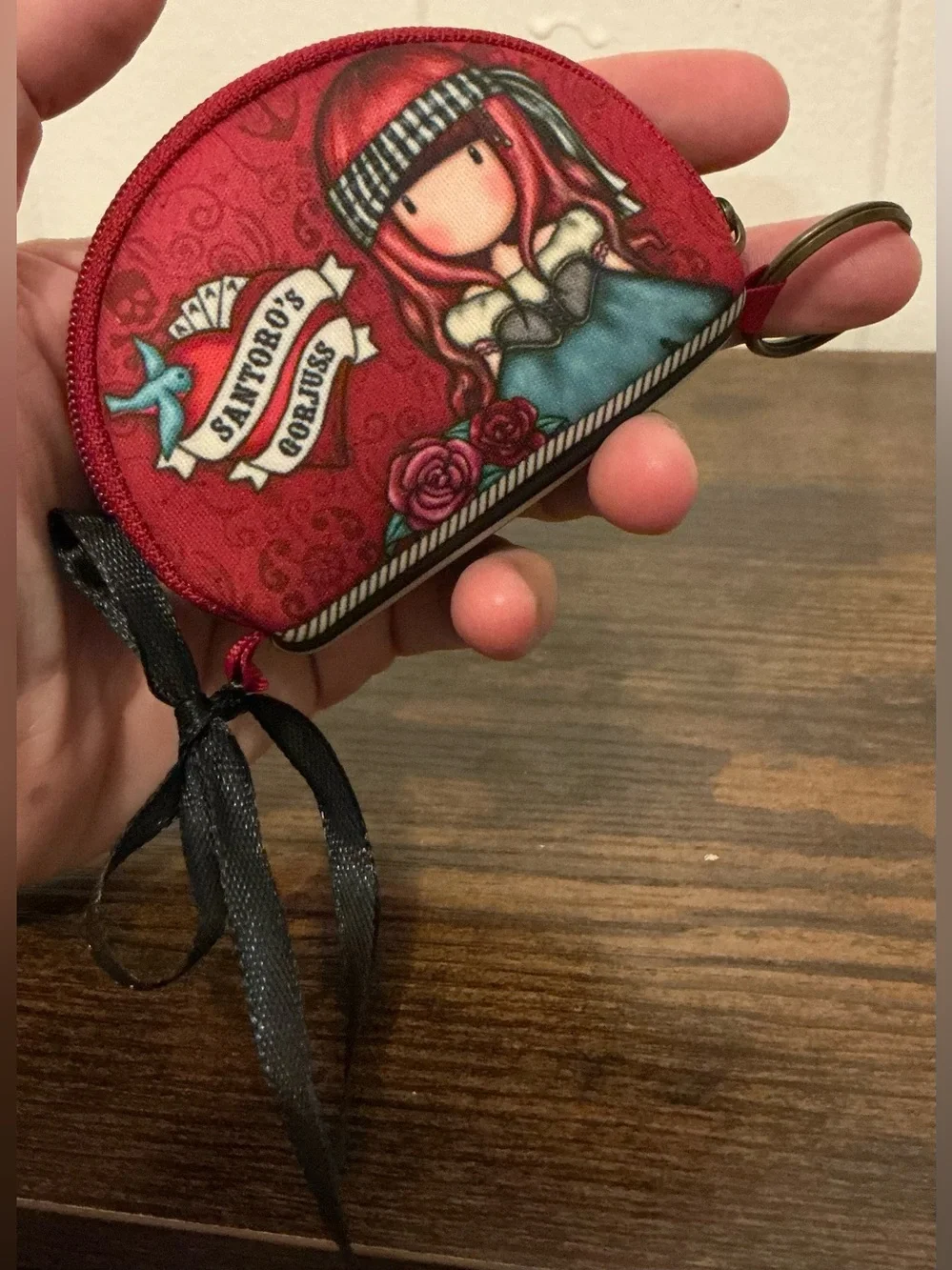 Rare Santoro London Gorjuss Neoprene Keychain Mary Rose Zip Coin Purse Pouch