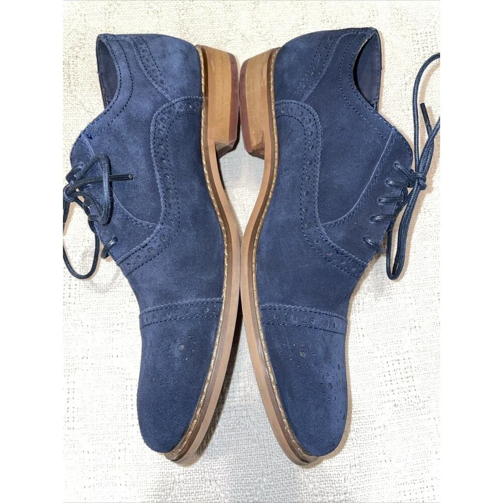 La Milano Men’s Dress Shoes Size 9.5 M Blue Suede Leather Athleisure Business