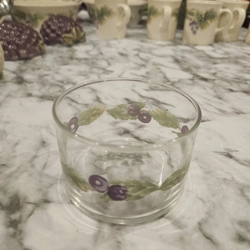 Vintage Clear Glass‎ Grape & Leaf Dessert Bowl | Small Serving Bowl