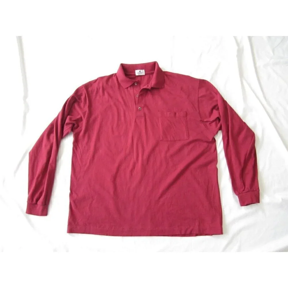 Vtg Men Jockey Cotton Red Long Sleeve Pullover Shirt Sz‎ L  (MT271) Made in USA