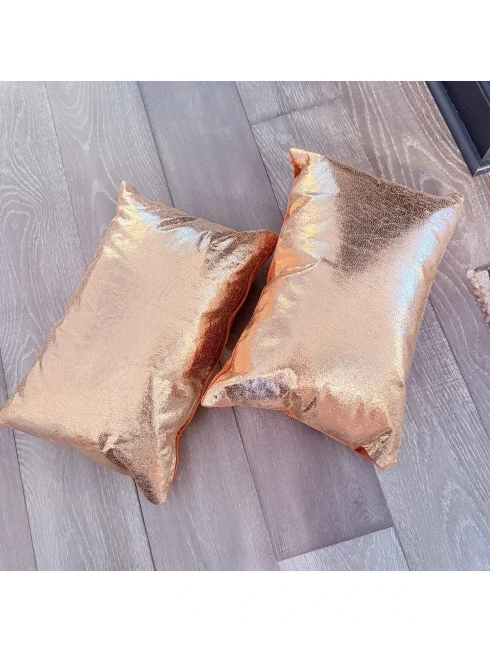 CB2 lumbar rose gold throw pillows