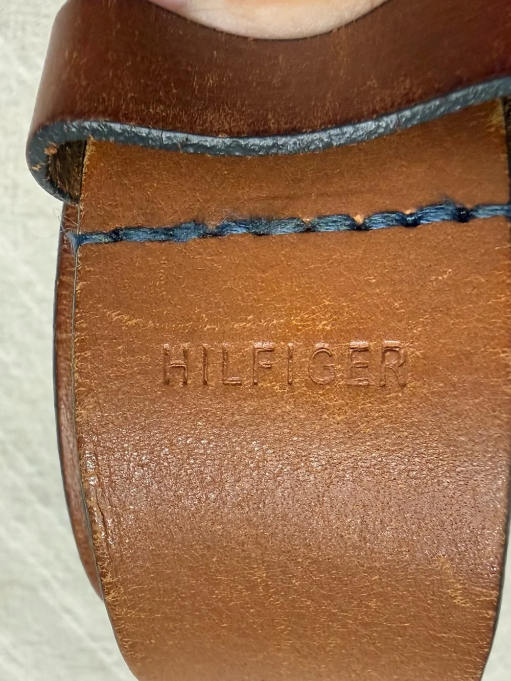 Tommy Hilfiger Tan Brown Leather Belt with Silver Buckle