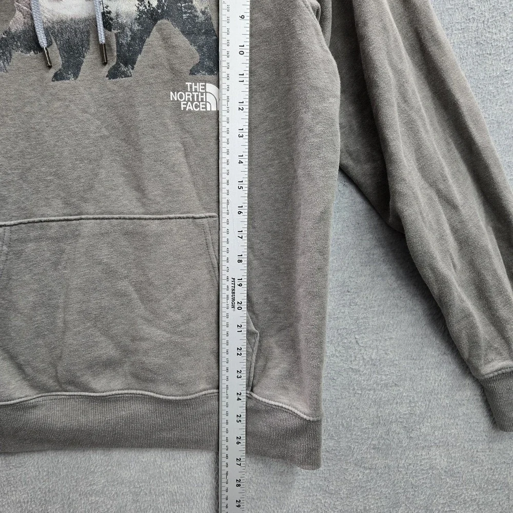 The‎ North Face Men Hoodie M Gray Graphic Print Fleece Bear Mountains Logo