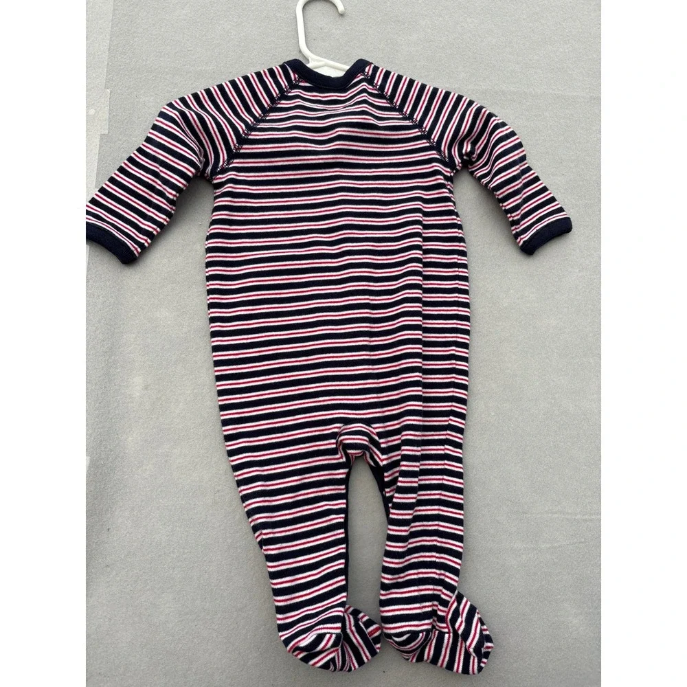 Polo Ralph Lauren Baby 6M Striped Footed Coverall Navy Red White Pony Logo 6 Mon