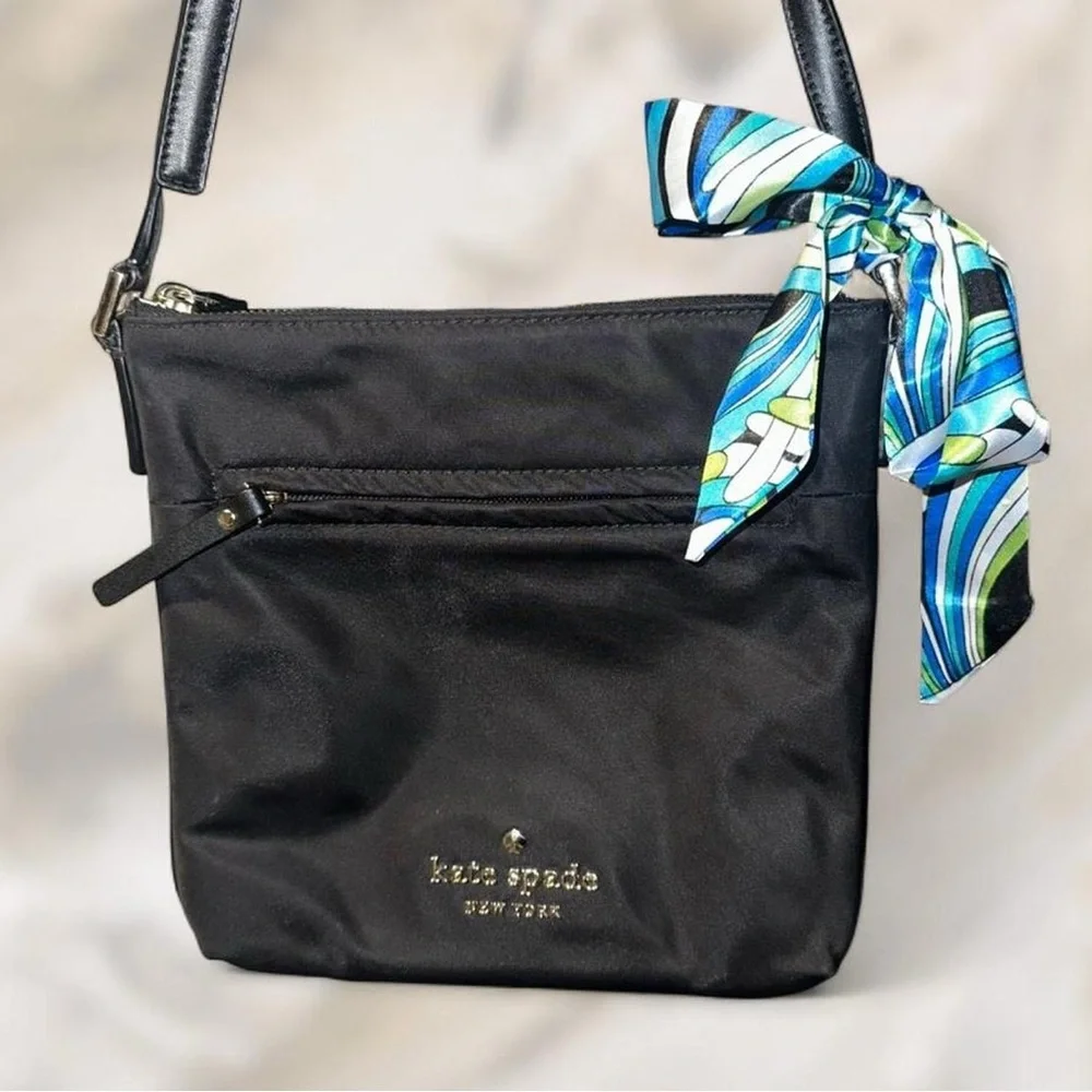 Kate Spade Watson Lane Hester Black Crossbody Purse with Scarf