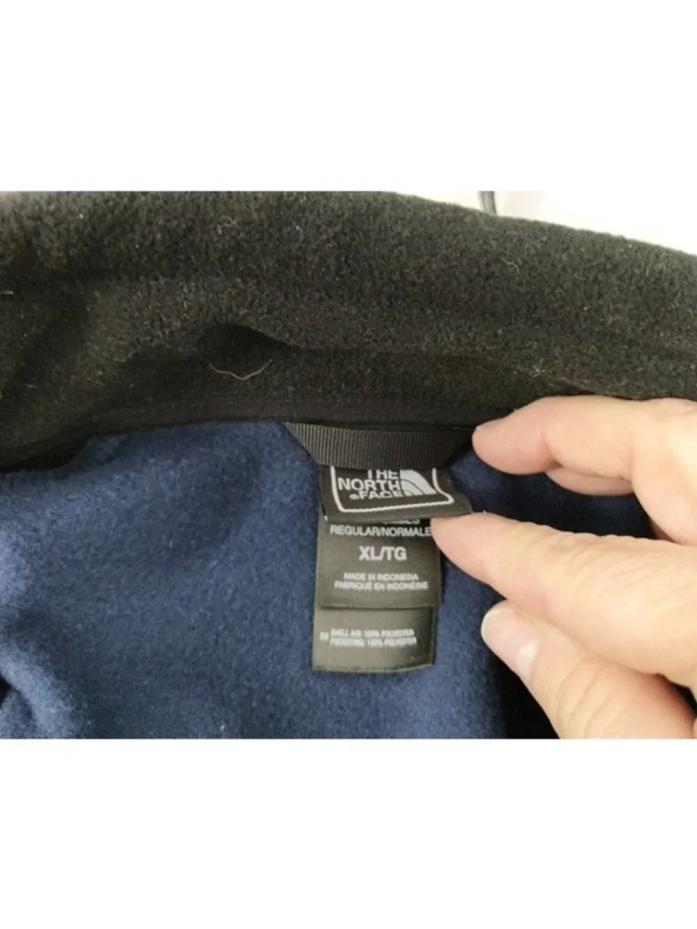 Men's Full Zip The North Face Fleece Jacket Black/Blue Sz. XL
