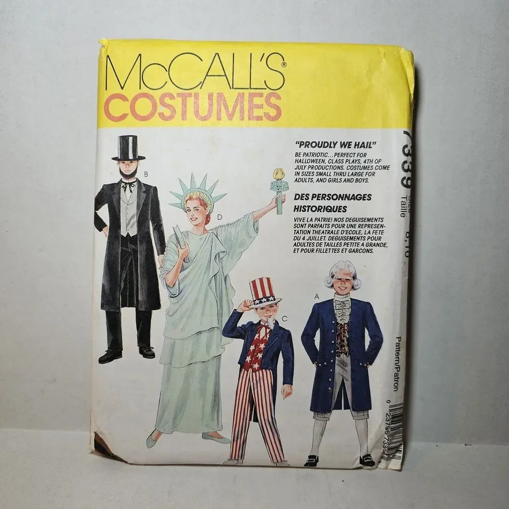 McCalls Pattern 7339 Adult 8, 10 Patriotic COSTUME Presidents Liberty UNCUT