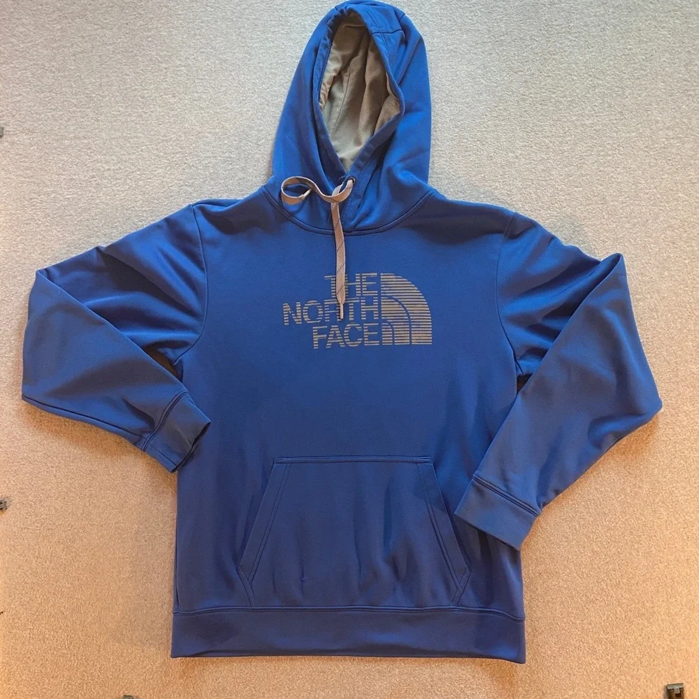 The North Face Mens Blue Pullover Hoodie Logo Fleece Sweatshirt CN3K Size M