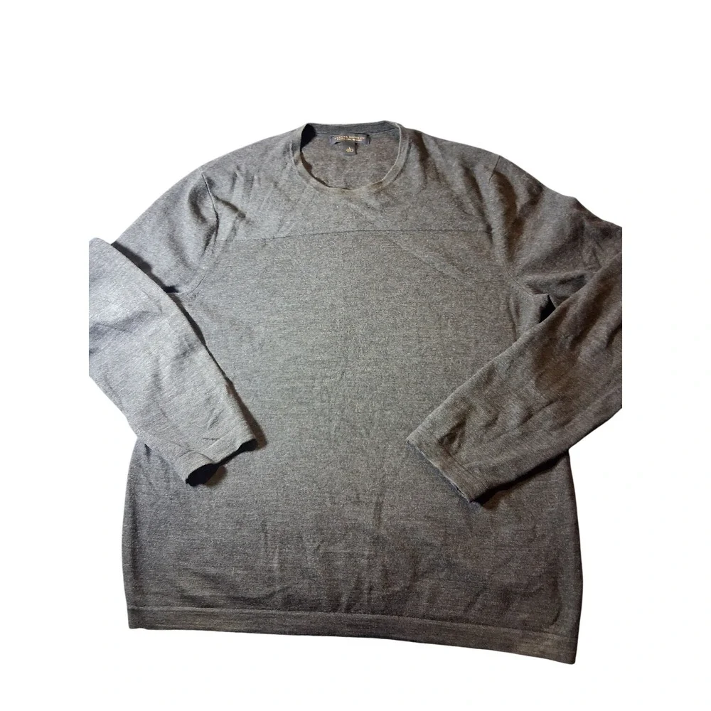 Banana Republic Mens Extra Fine Merino Wool Crewneck Sweater Gray Large