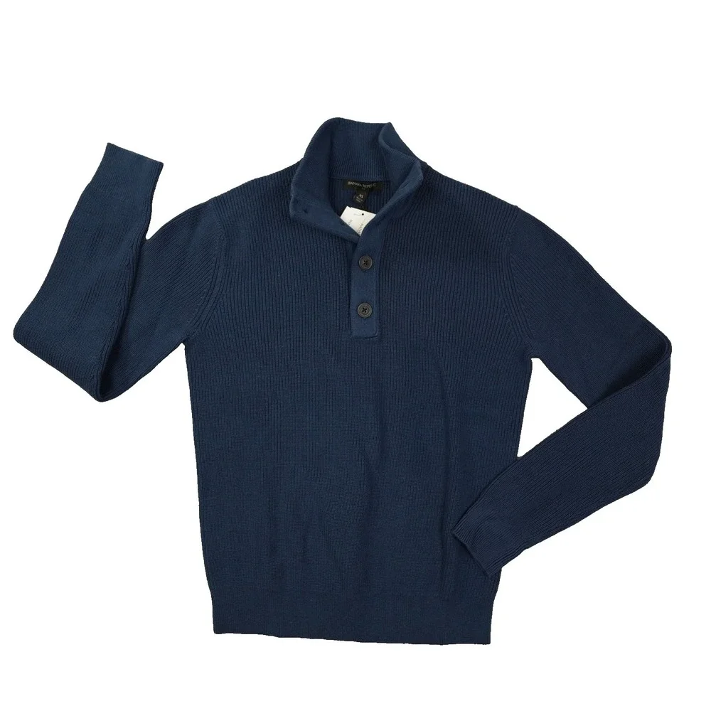 Banana Republic Button Up Sweater‎ Men's XS Blue Long Sleeve NWT Preppy Outdoor