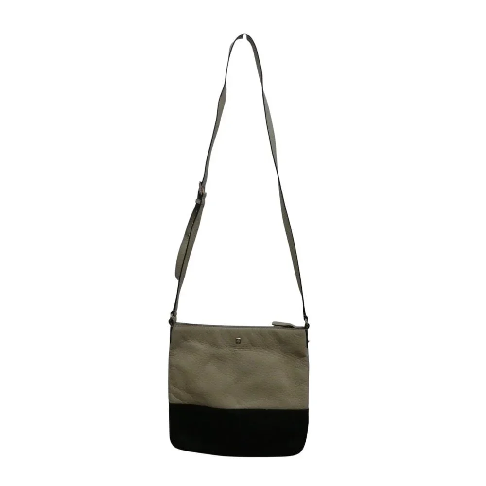 Kate Spade Black‎ Cream Pebbled Leather Crossbody Purse
