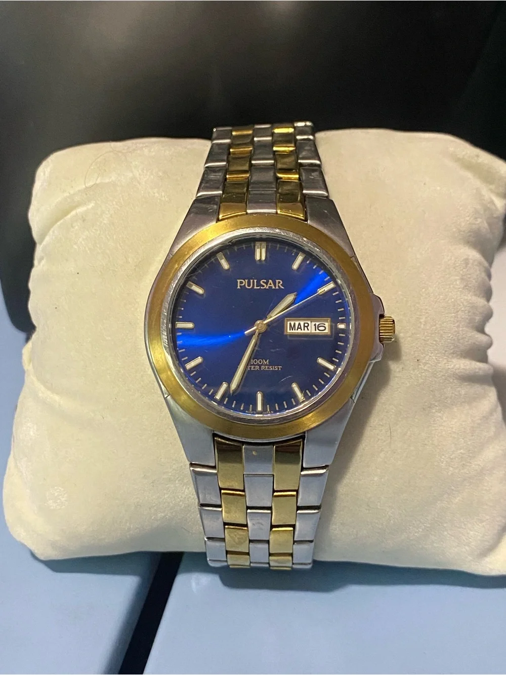 Vintage Men’s Pulsar by Seiko Two Tone Watch Bracelet Band  100m Dive Watch.