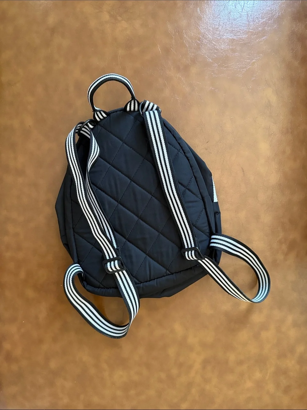 adidas Black Mini Backpack with Striped Shoulder Straps