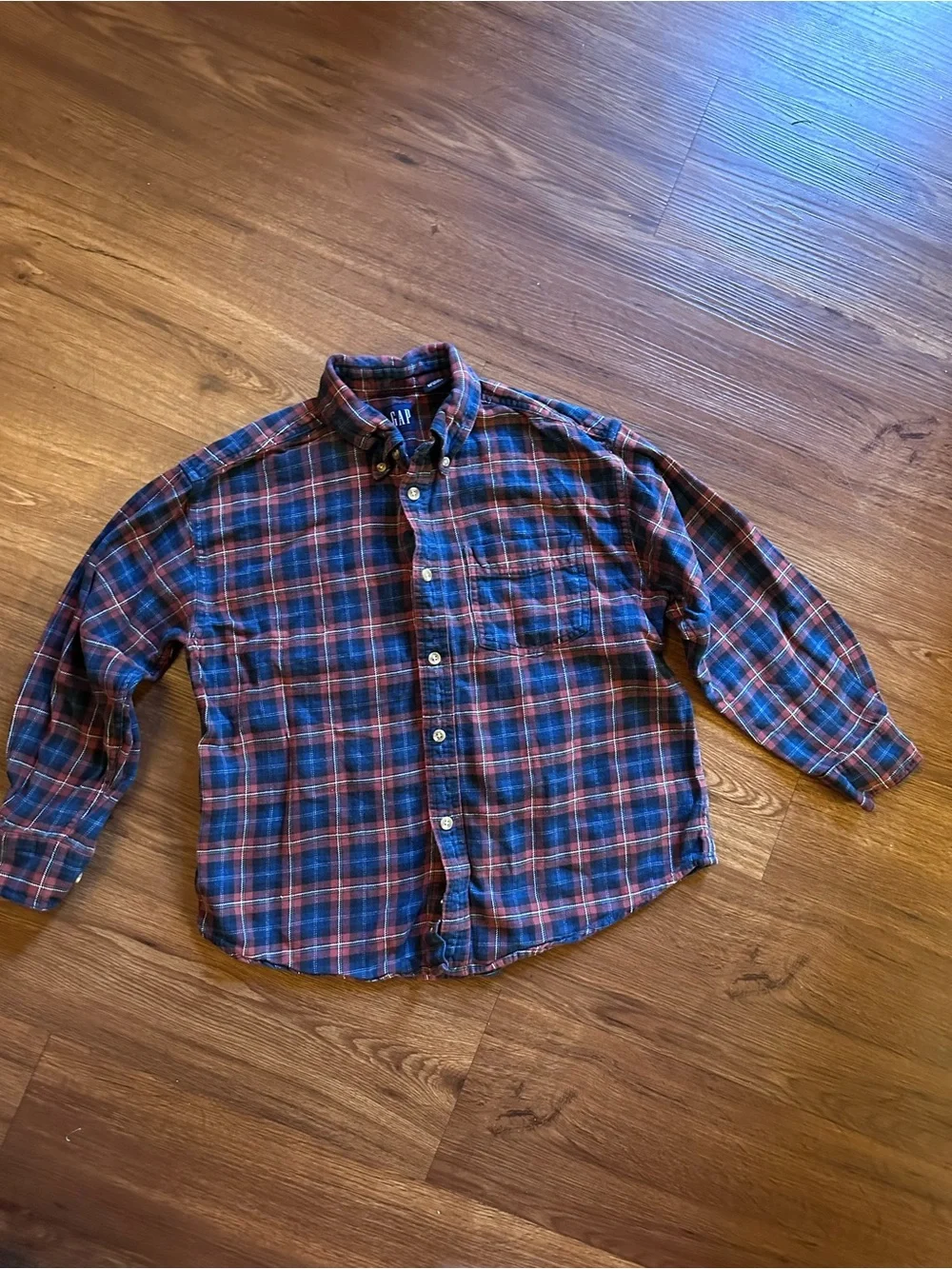 Vintage Gap kids cotton flannel shirt- Navy and Red