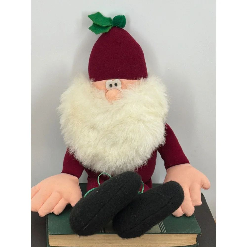 Vintage 1984 Hallmark Somebuddies Santa Elf Plush Burgundy Christmas Decor 17
