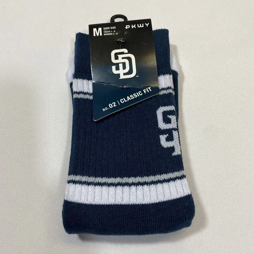 San Diego Padres PWKY Athletic Fit Socks Boy's Size‎ M Navy Blue Tatis Machado