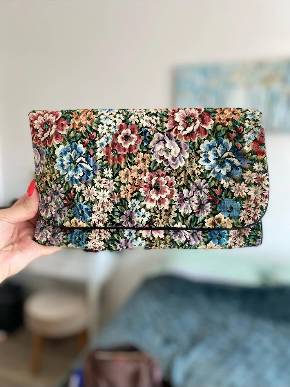 Vintage floral needlepoint