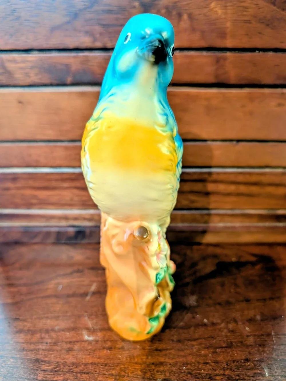 Vintage Ceramic Blue and Yellow Songbird Figurine for Bird Lovers