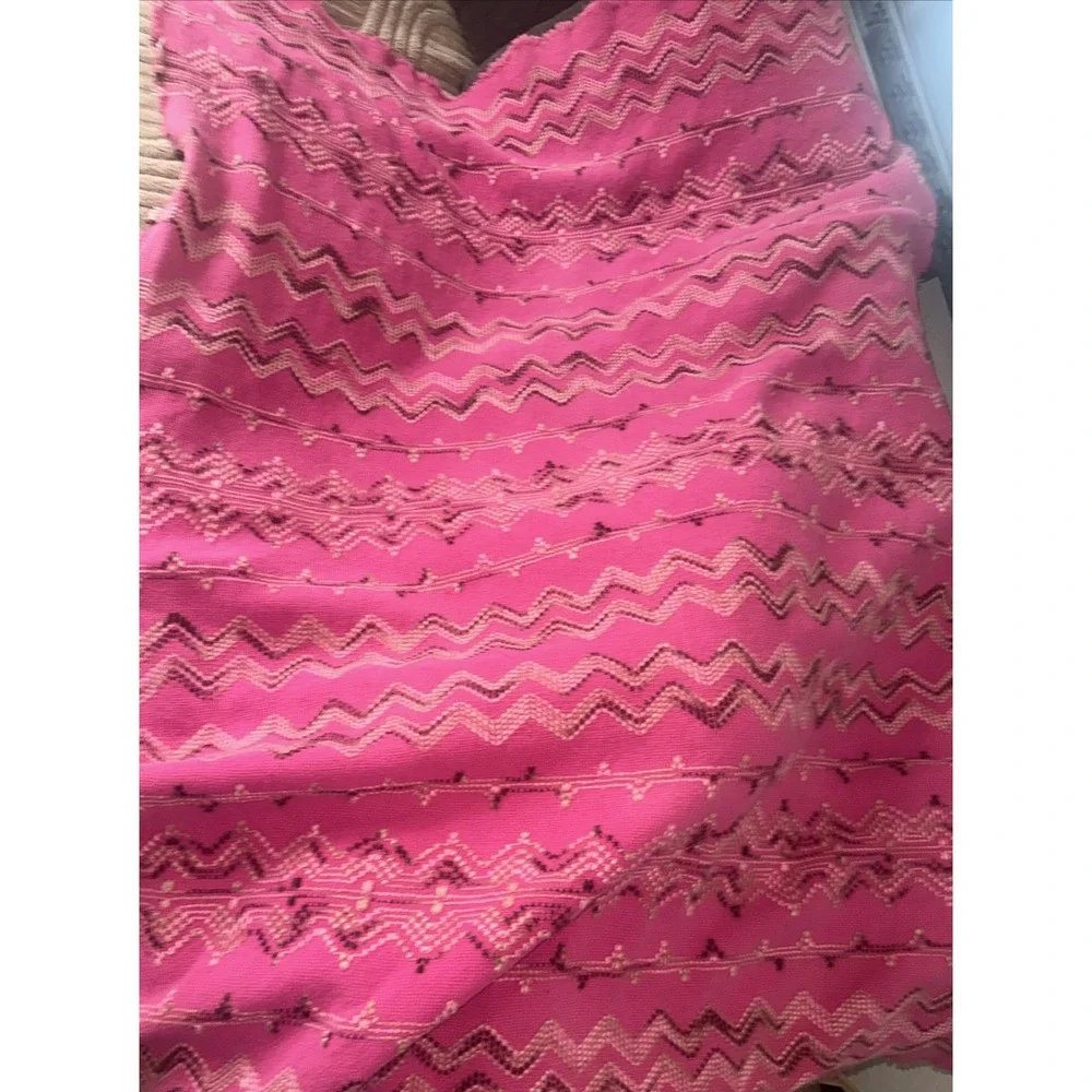 Mid Century Vintage Swedish Weave Throw Blanket68X52 fuchsia