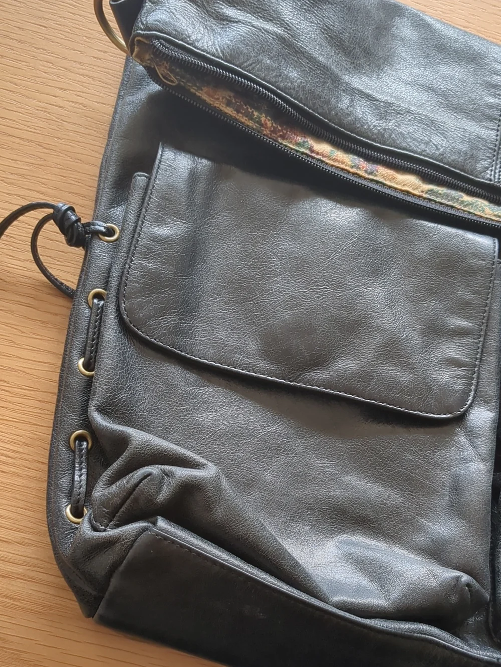 HOBO Black Leather Hobo Shoulder Bag with Gold Hardware