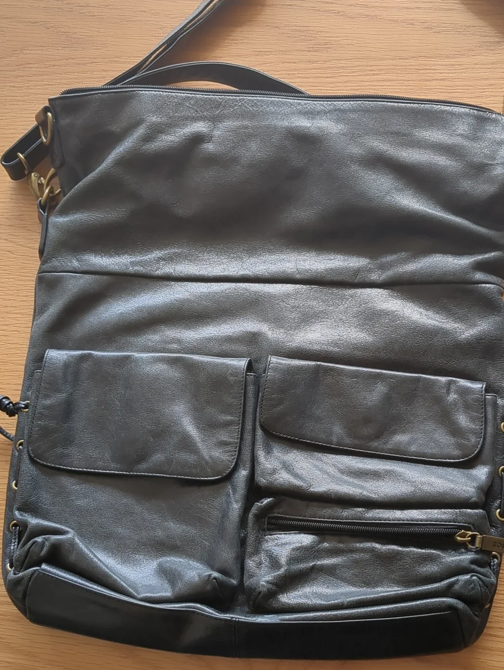 HOBO Black Leather Hobo Shoulder Bag with Gold Hardware
