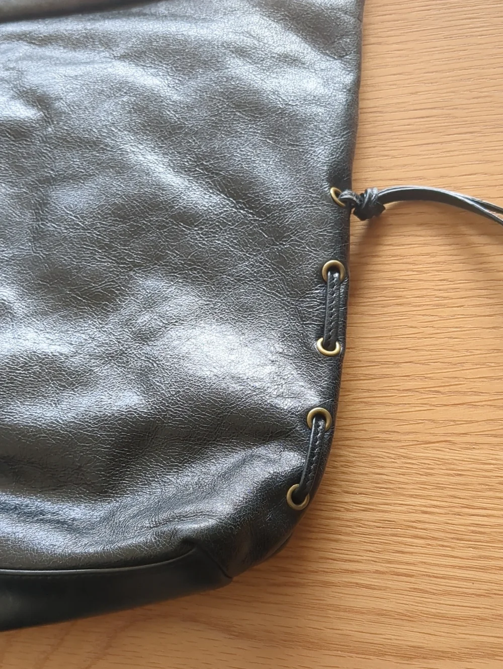 HOBO Black Leather Hobo Shoulder Bag with Gold Hardware