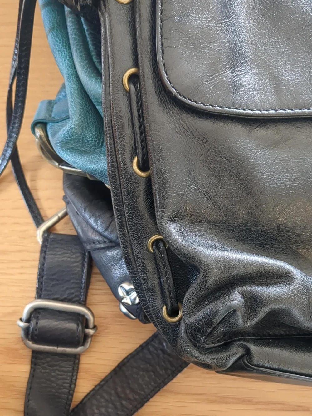 HOBO Black Leather Hobo Shoulder Bag with Gold Hardware