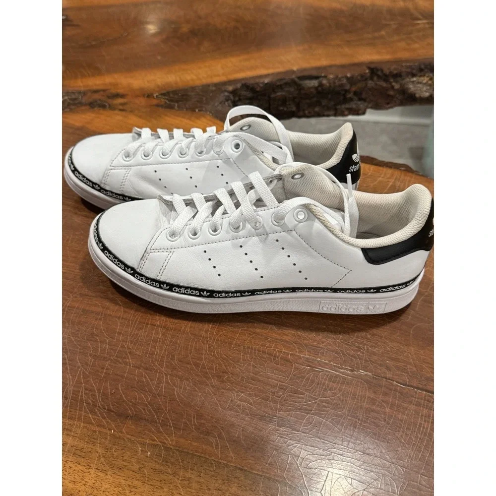 Adidas Stan Smith Leather Shoes White Black Logo‎ Tape Men's/Women's