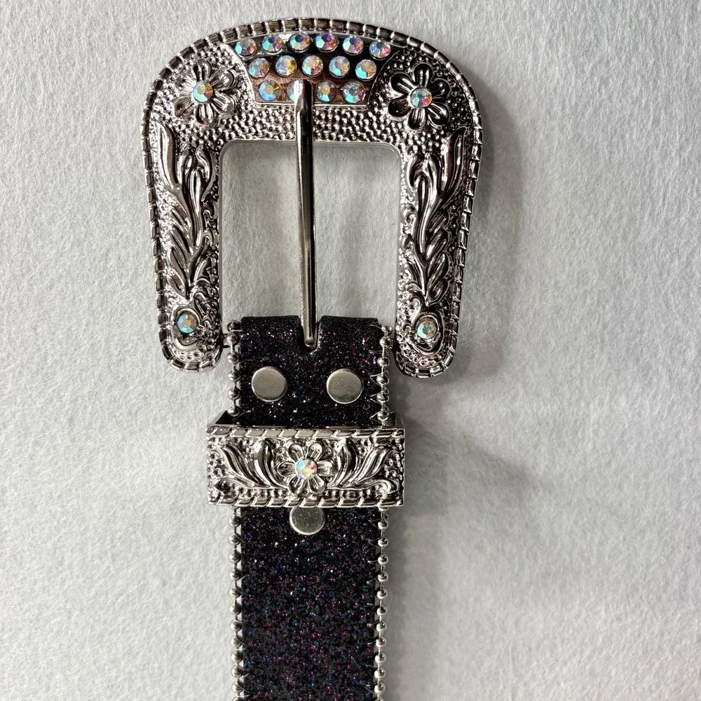 Y2k Western Cowgirl Studded Rhinestone Belt Med 28-34 Concho Glitter Bling NEW