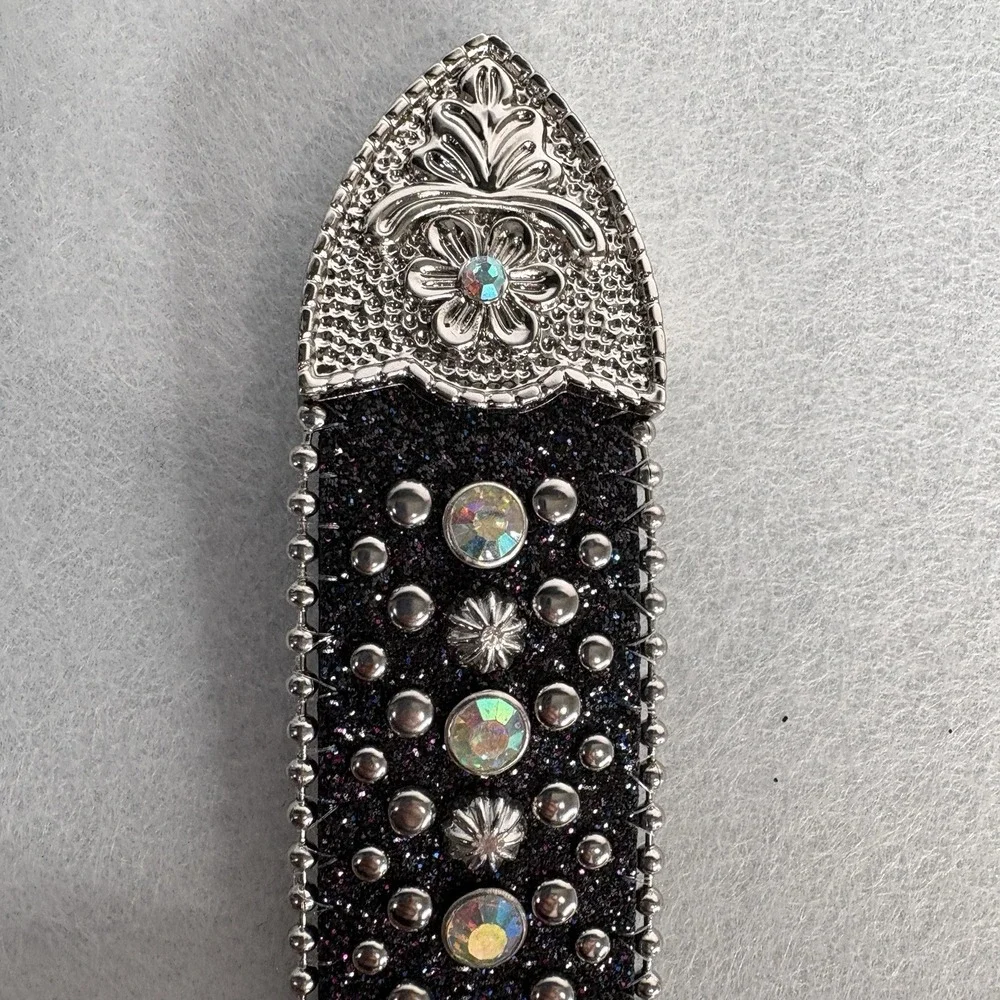 Y2k Western Cowgirl Studded Rhinestone Belt Med 28-34 Concho Glitter Bling NEW