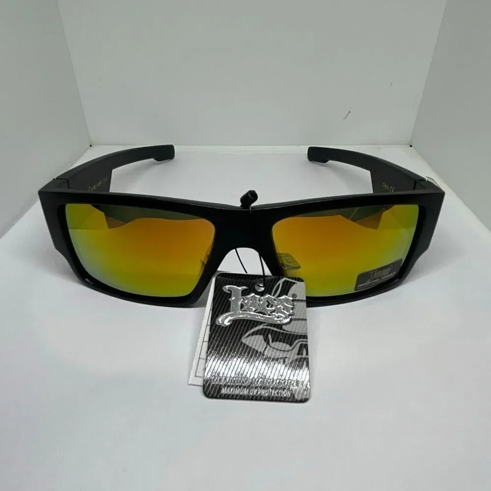 Locs Wrap Sunglasses Yellow Mirror Lens Black Frame UV400