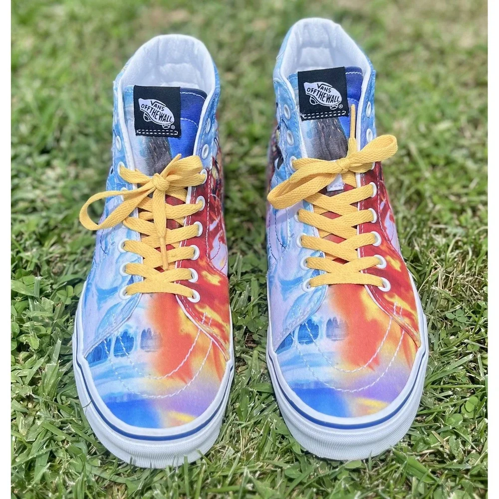 Vans Sk8-Hi Shoes Mens Size 9.5 One Piece Anime Custom High Top Yellow Laces Art