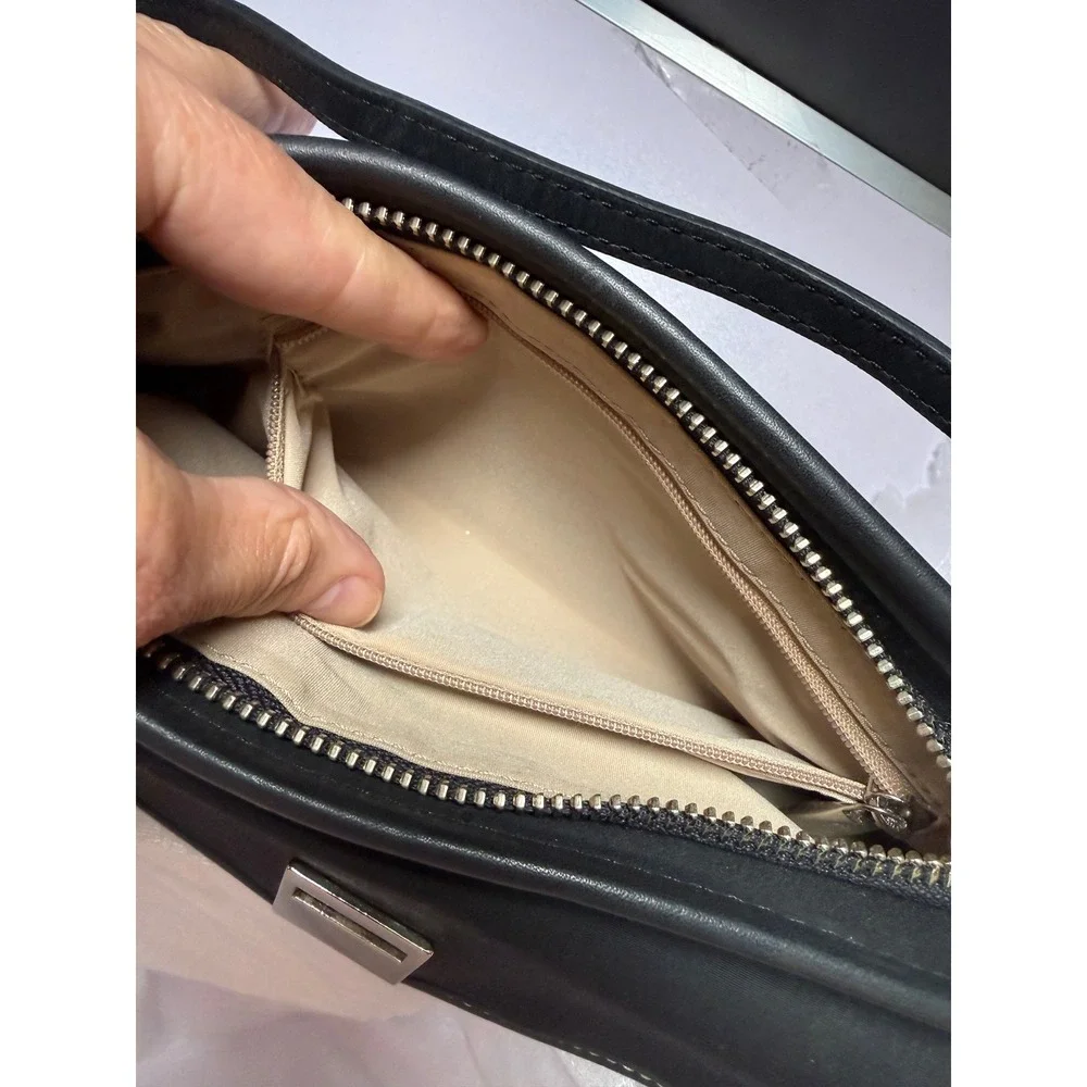 Cole Haan Black Wristlet Clutch Bag‎ Silver Hardware Dust Bag