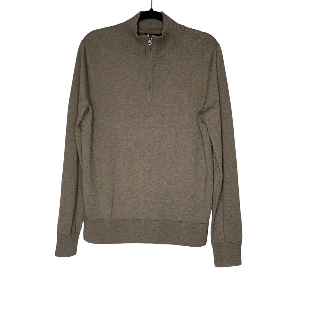 J.CREW Mercantile NWT merino Wool Blend brn grey 1/4 Zip pullover sweater Size M