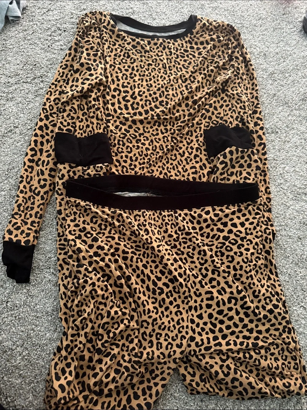 Little Sleepies Leopard Print Pajama Set in Tan and Black