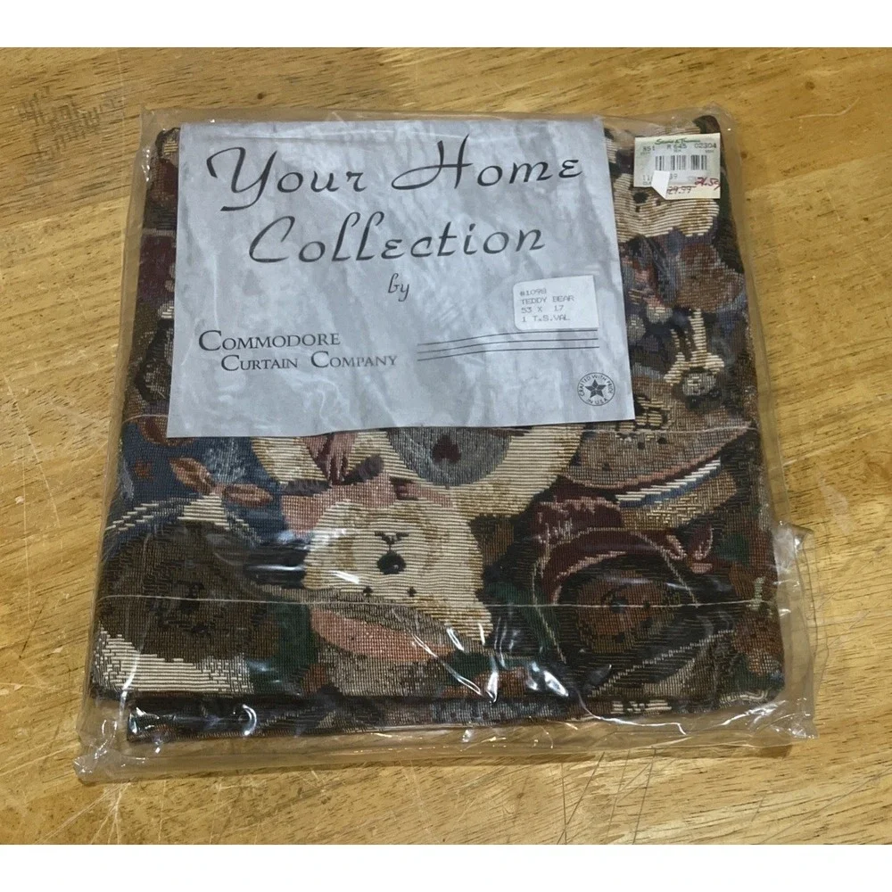 Vtg Tapestry Teddy Bear Valance Grandma 53x17