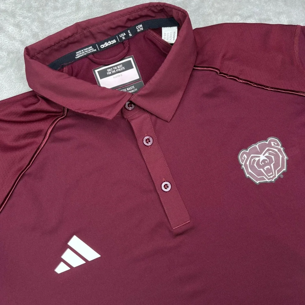 Adidas Missouri State Polo Shirt Mens XL‎ Maroon Aeroready Stretch Performance