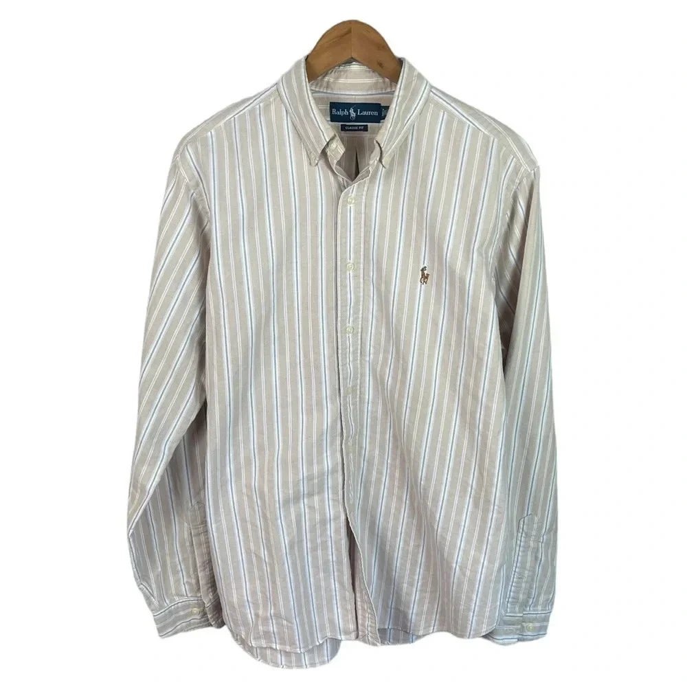 BF1296 Men’s Polo Ralph Lauren Designer Classic Fit Dress Shirt 16.5 36/37 XL