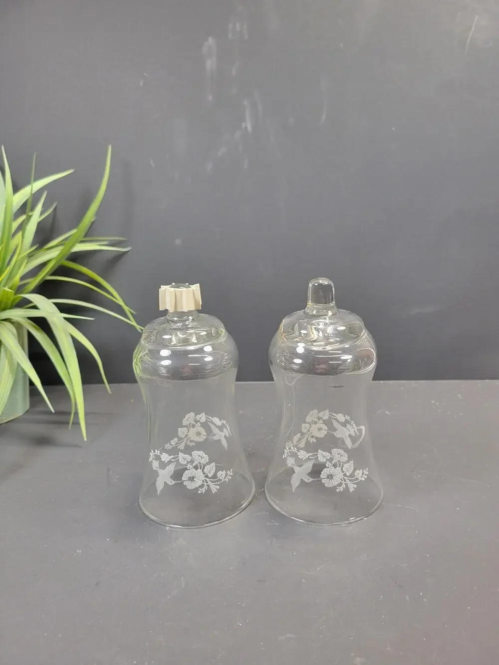 2 Vintage Homco Hummingbird Pegged Votive Cups Glass Candle Holder Set Sconce