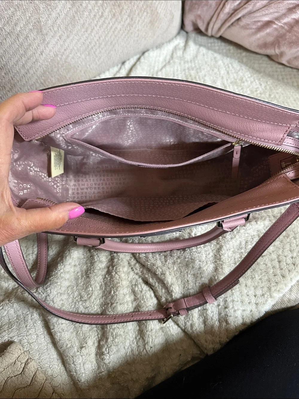 kate spade Pink Leather Satchel with Crossbody Strap