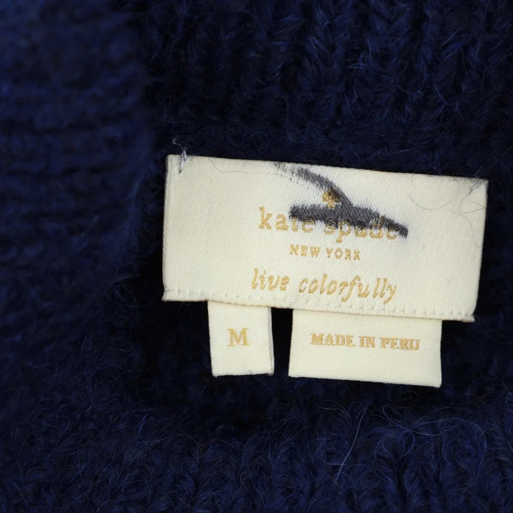 Kate Spade Wild Ones Leopard‎ Sweater Blue Black Alpaca Wool Size Medium NWOT