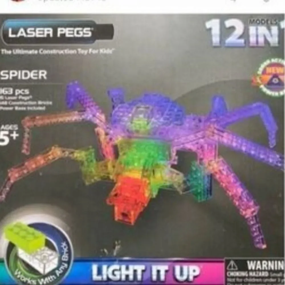 Retired Rare Laser Pegs 12 in 1 Construction Toy Kit (Spider): Light it Up