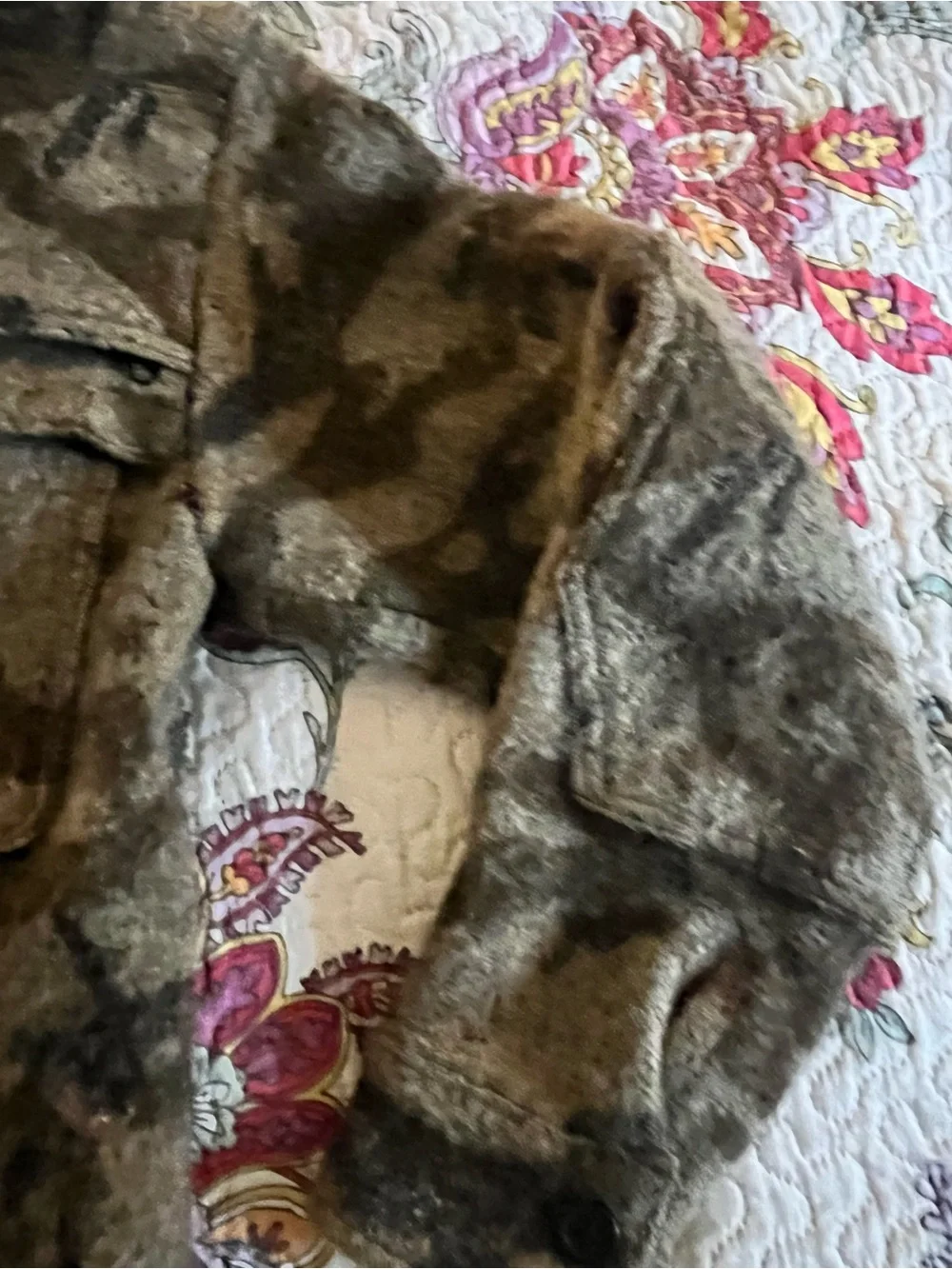 Vintage Youth Sleeping Indian Design Wool Hunting Jacket Large Camo Heavy Duty