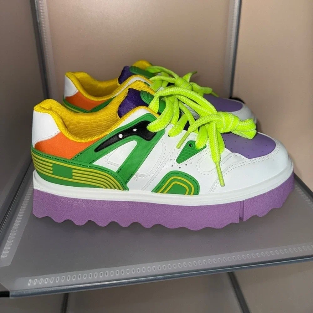 Forever Link Women's Multicolored Chunky Platform Sneakers Size 7