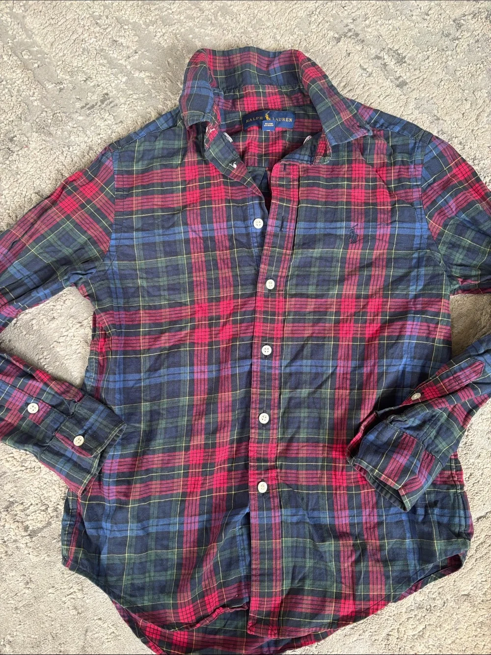 Ralph Lauren Red, Blue & Green Plaid Button-Down Shirt