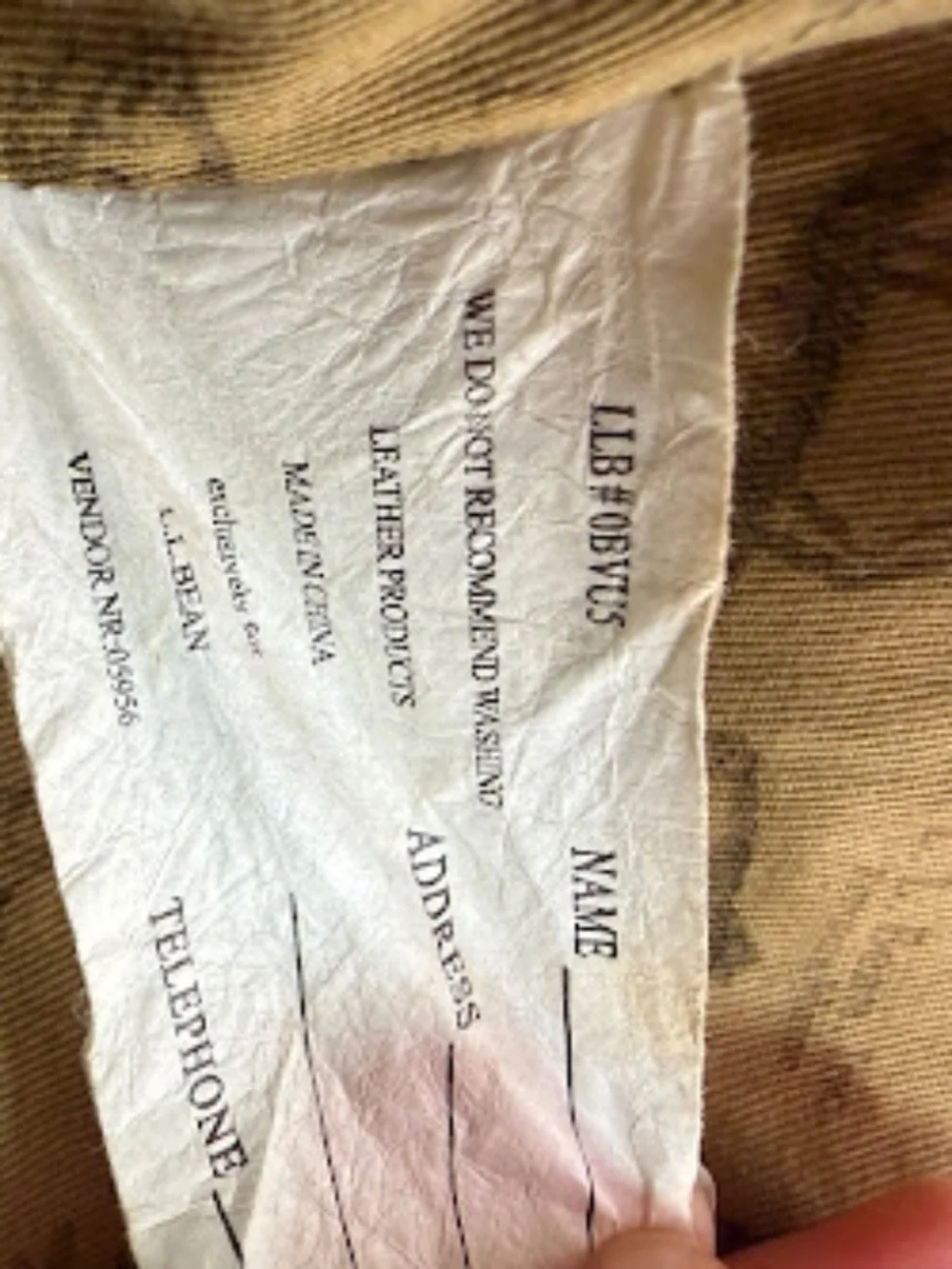 L.L. Bean card stitching this