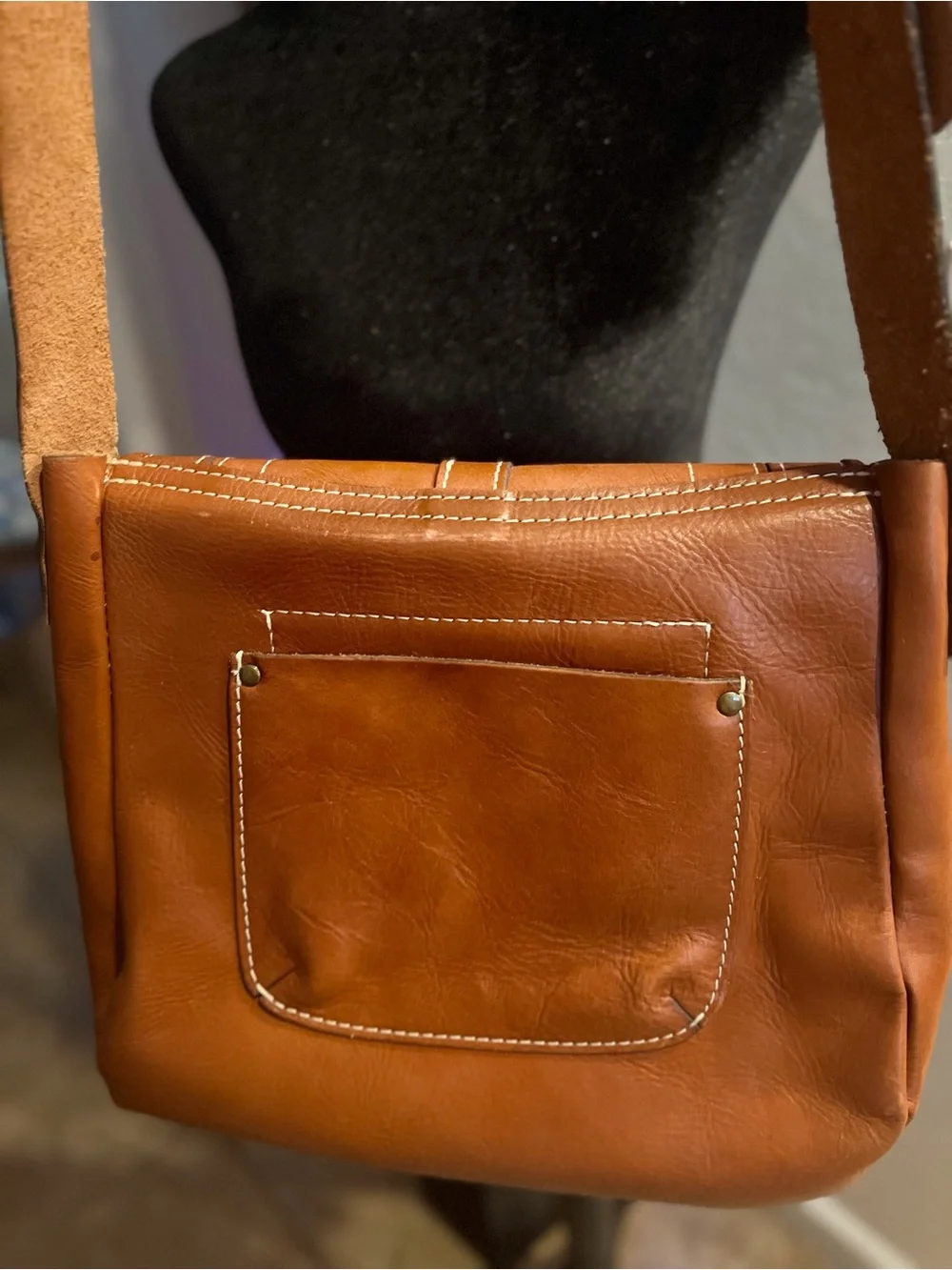 Patricia Nash Cognac Leather Crossbody Saddle Bag
