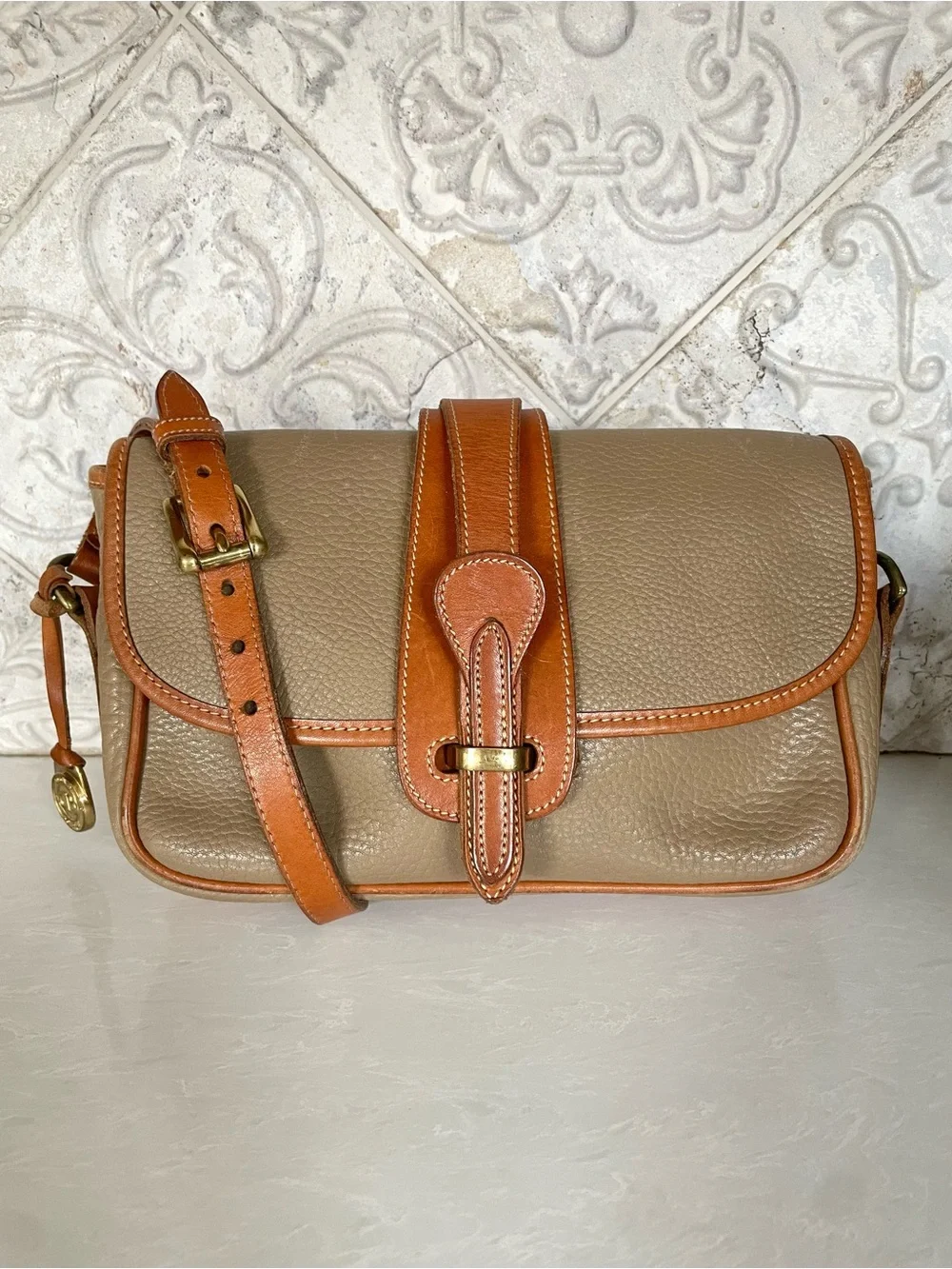 Dooney & Bourke - Vintage Taupe Crossbody with Tan Trim