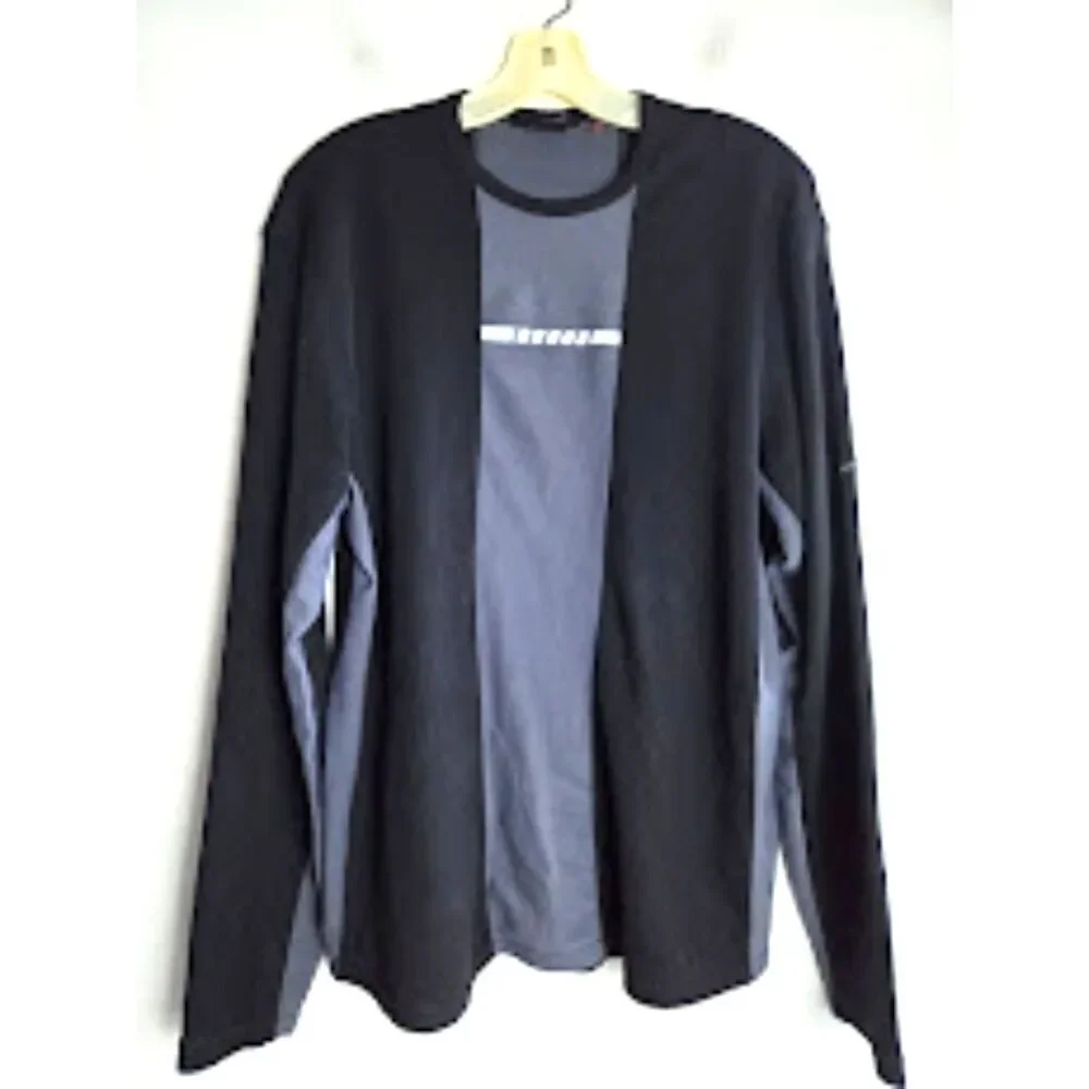 Nike Sephere Men Black & Grey Long Sleeve Waffle Knit Shirt size Large