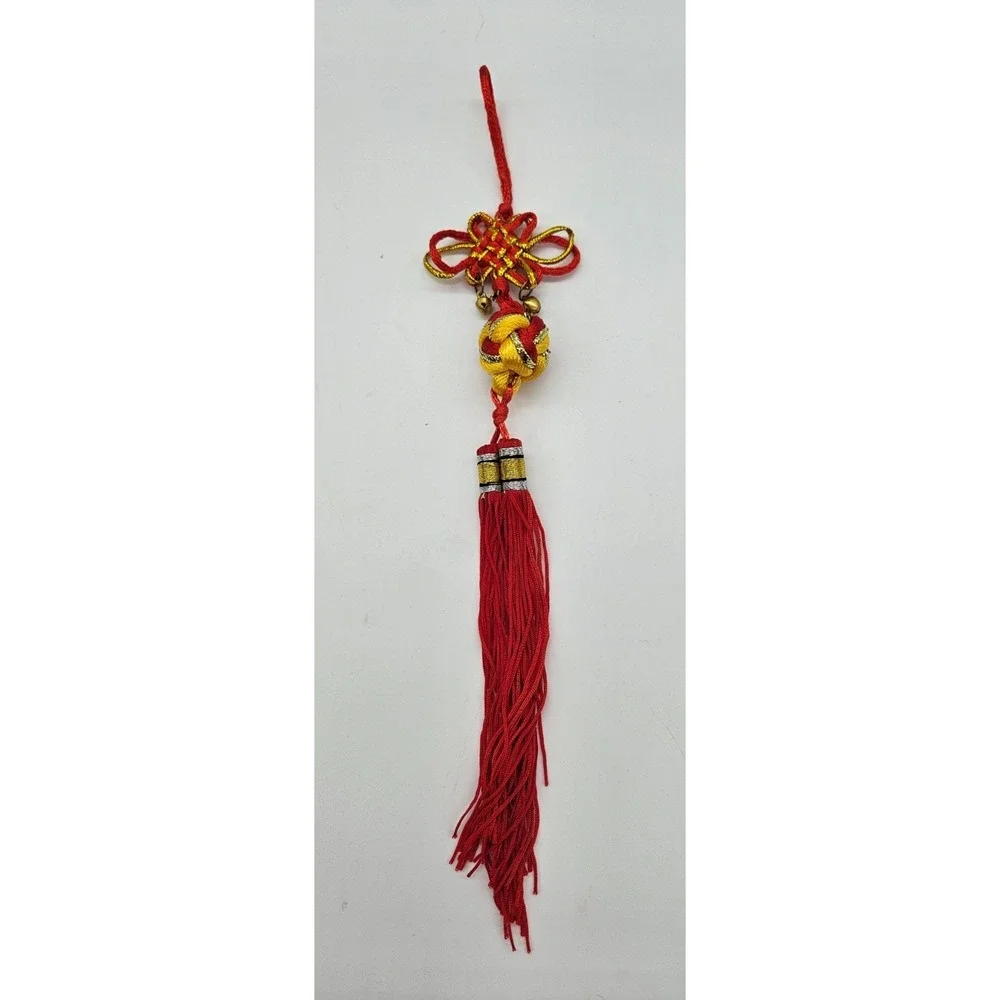 Chinese Knot Tassel Ornament Red Gold‎ Bells Lunar New Year Good Luck Charm 11in